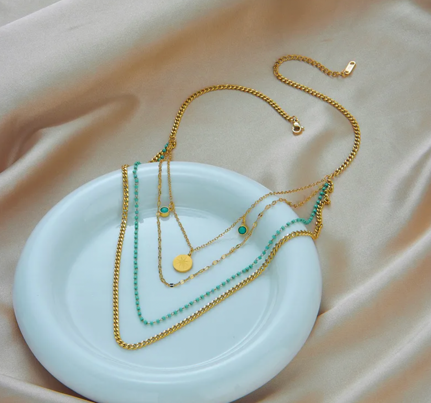 Turquoise Layered Coin Necklace