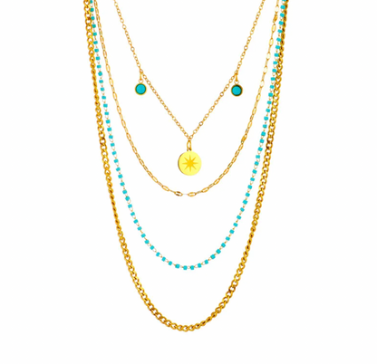 Turquoise Layered Coin Necklace