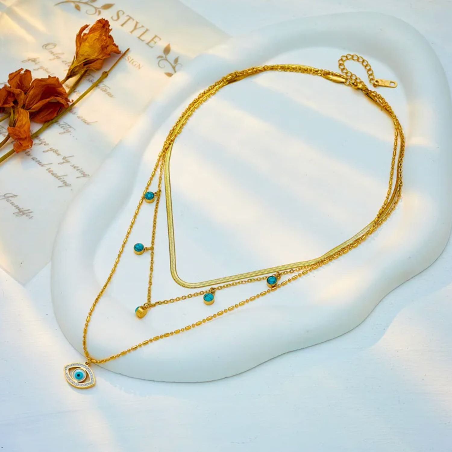 Turquoise Evil Eye Layered Necklace