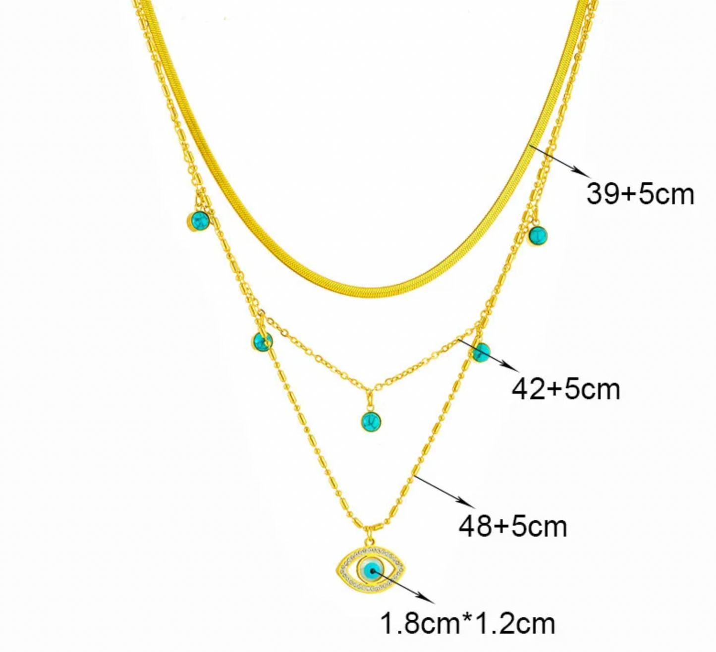 Turquoise Evil Eye Beads Layered Necklace