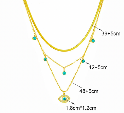 Turquoise Evil Eye Beads Layered Necklace