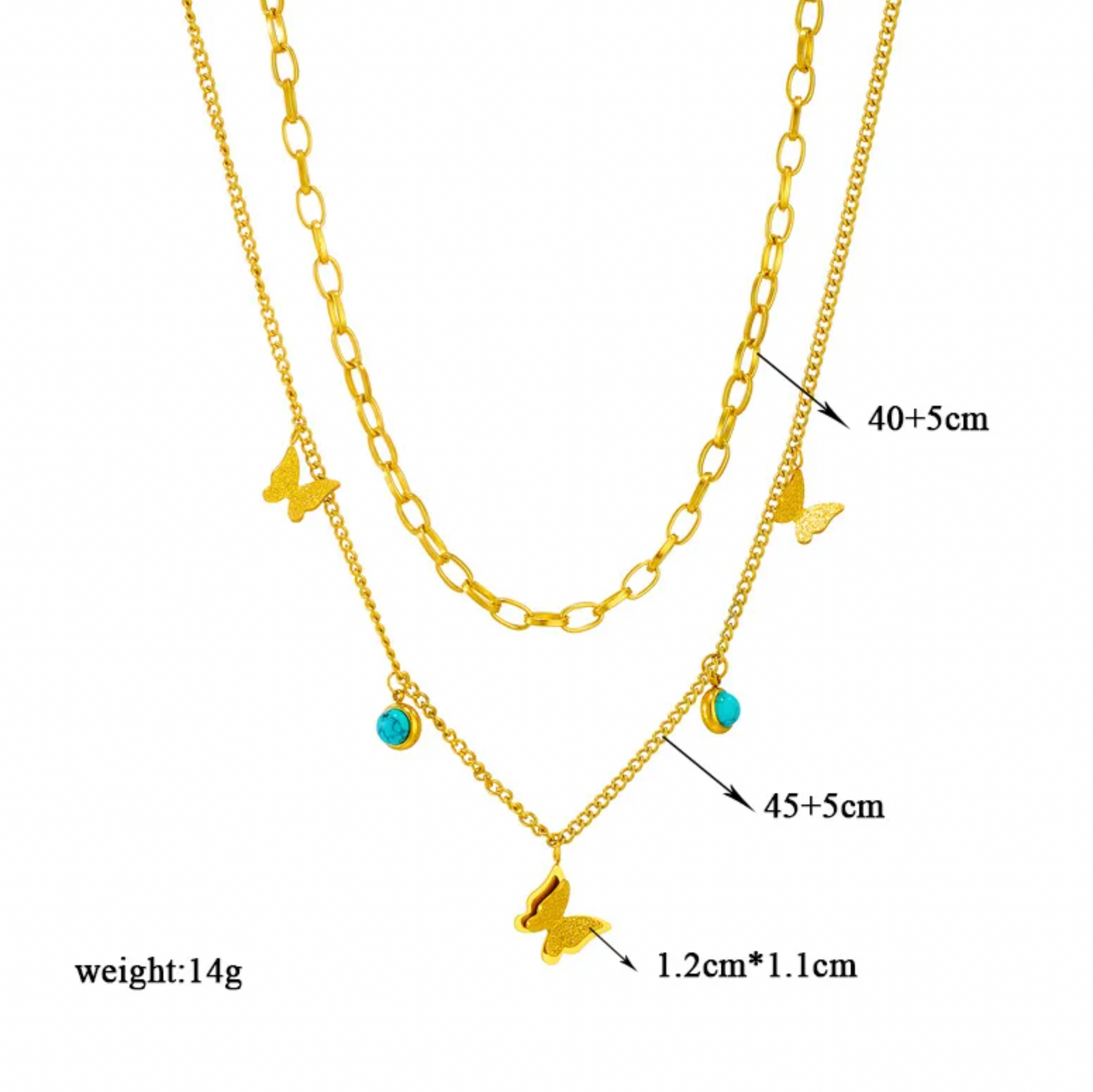 Turquoise Butterfly Layered Necklace