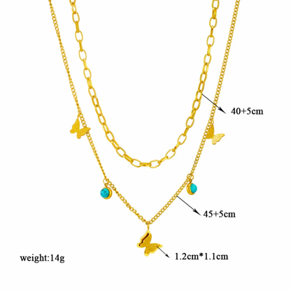 Turquoise Butterfly Layered Necklace