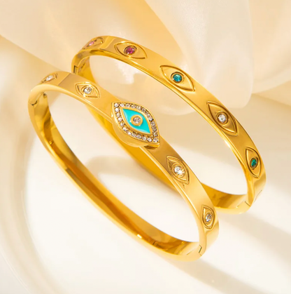 Turquoise Evil Eye Stone Bangle