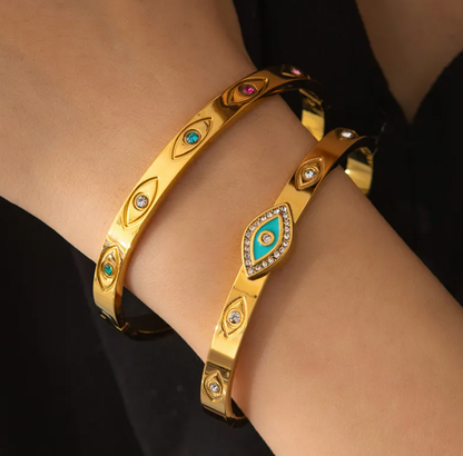 Turquoise Evil Eye Stone Bangle