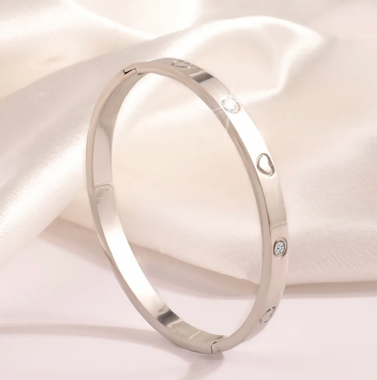 Heart & Rhinestone Bangle