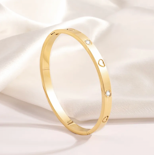 Heart & Rhinestone Bangle