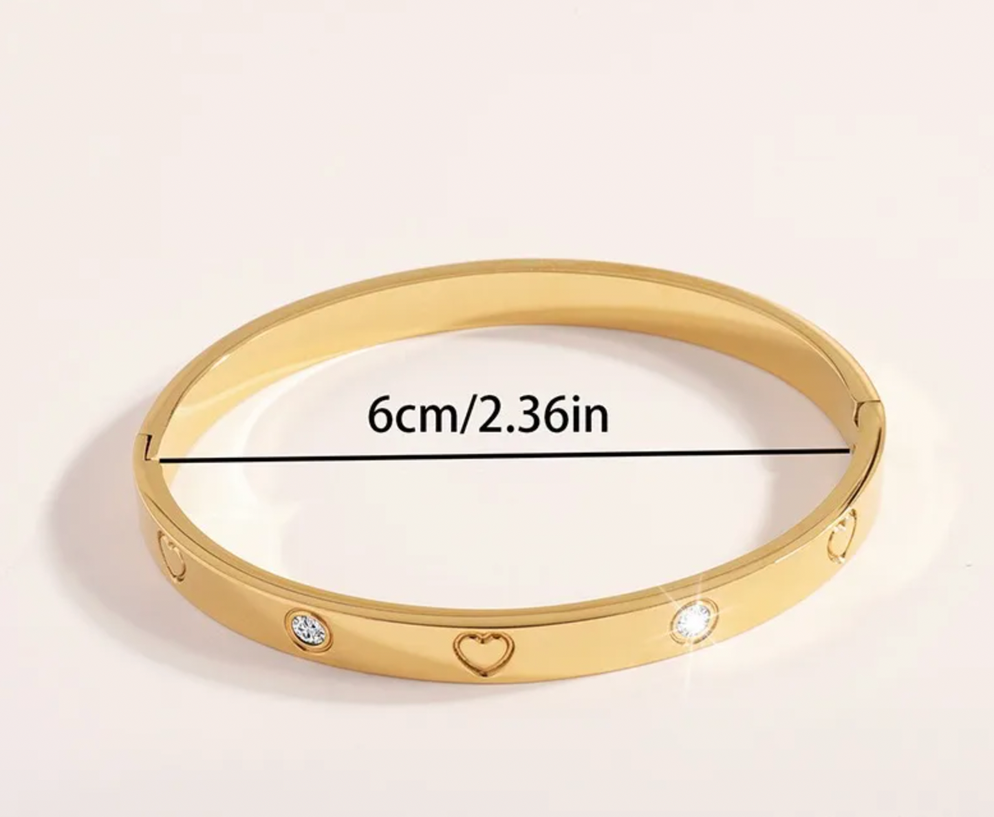 Gold Heart Rhinestone Bangle