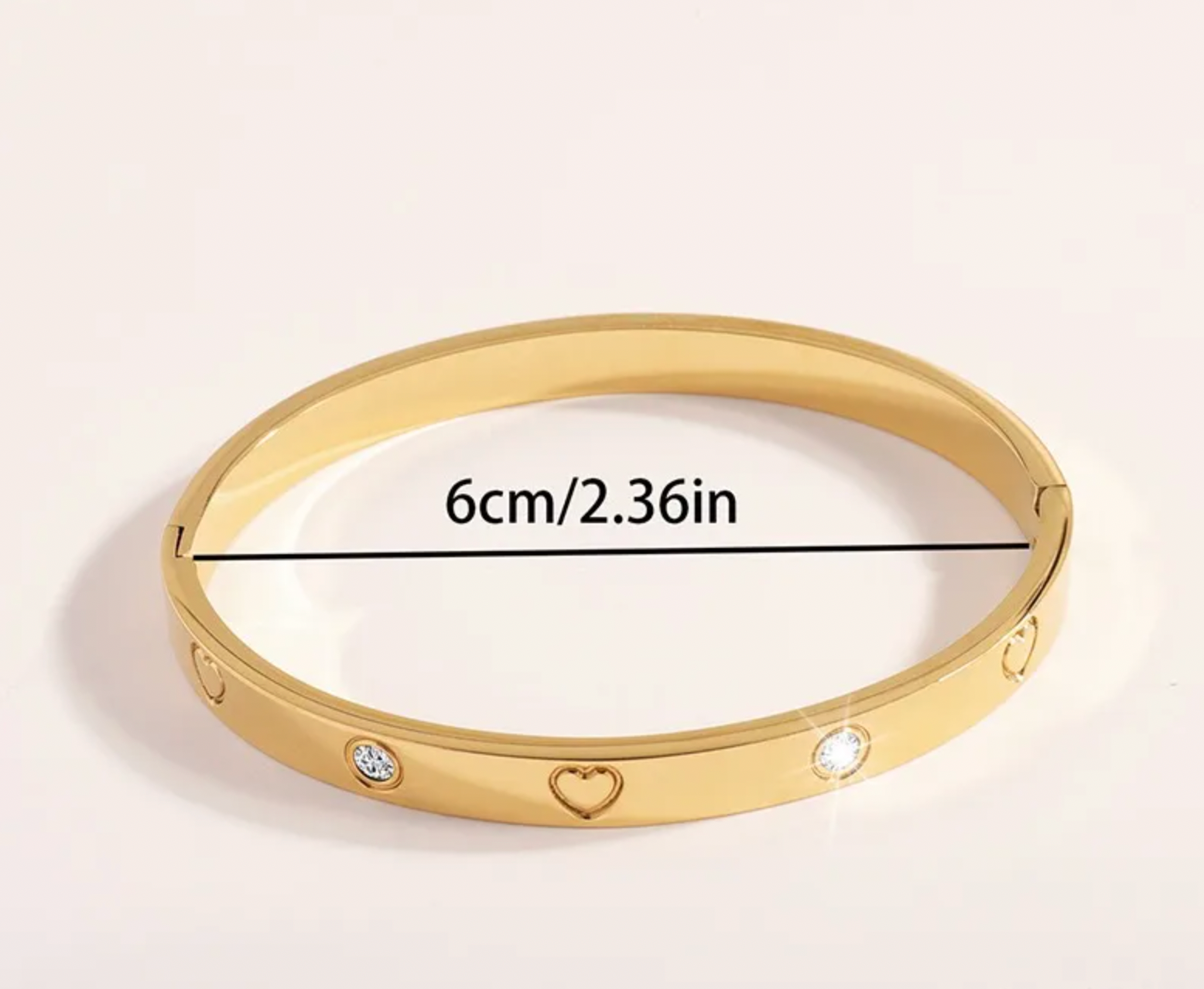 Gold Heart Rhinestone Bangle