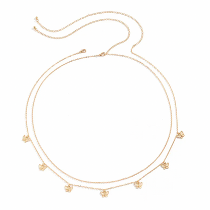Gold Butterfly Charm Layered Waist Chain