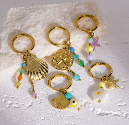 Ocean Charm Hoop Earrings - Earrings - 18k Gold Plated Waterproof Jewellery - Collection 9
