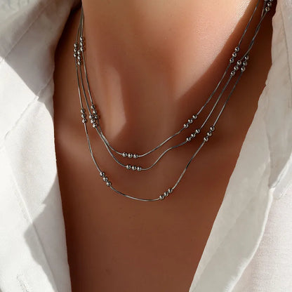 Gold Beaded Triple Layer Necklace - Necklace - 18k Gold Plated Waterproof Jewellery - Collection 9