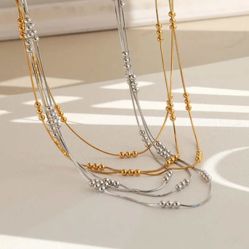 Gold Beaded Triple Layer Necklace - Necklace - 18k Gold Plated Waterproof Jewellery - Collection 9
