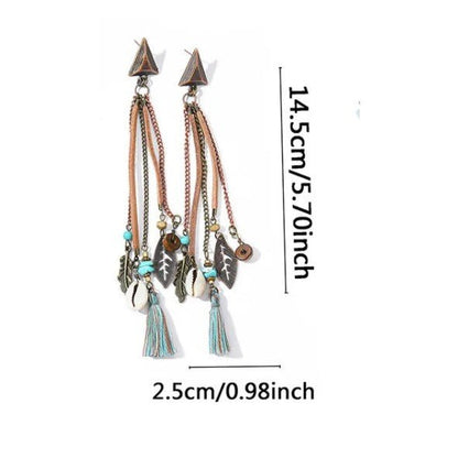 Antique Bronze Triangle Stud & Multi-Chain Tassel Drop Earrings - Drop Earrings - 18k Gold Plated Waterproof Jewellery - Collection 9