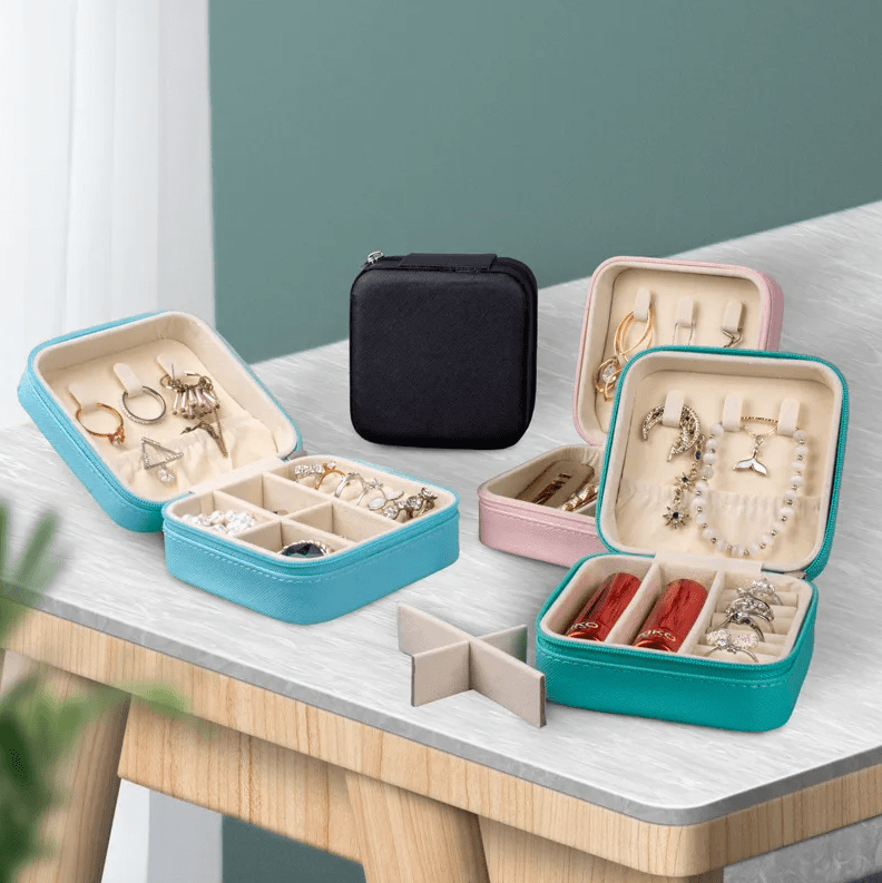 Apricot Square Luxury Travel Jewellery Box - Accessories - 18k Gold Plated Waterproof Jewellery - Collection 9