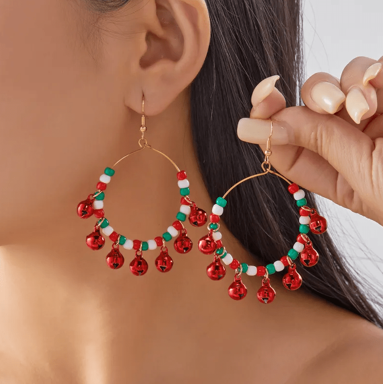 Beaded Hoop Christmas Earrings Collection - Earrings - 18k Gold Plated Waterproof Jewellery - Collection 9