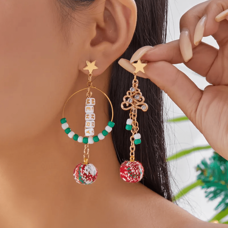 Beaded Hoop Christmas Earrings Collection - Earrings - 18k Gold Plated Waterproof Jewellery - Collection 9
