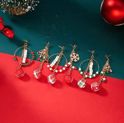 Beaded Hoop Christmas Earrings Collection - Earrings - 18k Gold Plated Waterproof Jewellery - Collection 9