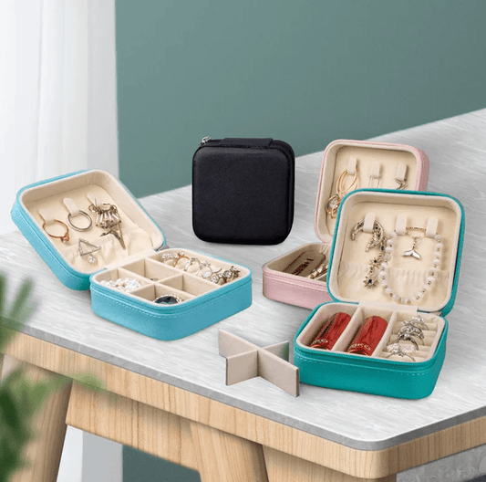 Blush Pink Square Luxury Travel Jewellery Box - Accessories - 18k Gold Plated Waterproof Jewellery - Collection 9