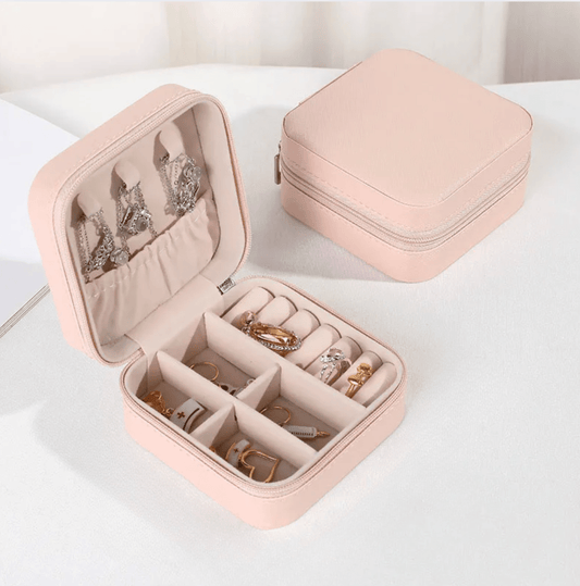 Blush Pink Square Luxury Travel Jewellery Box - Accessories - 18k Gold Plated Waterproof Jewellery - Collection 9