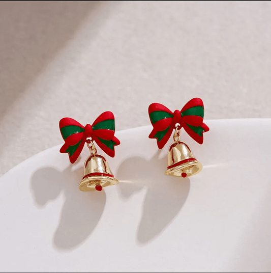Bow & Bell Drop Earrings - Earrings - 18k Gold Plated Waterproof Jewellery - Collection 9