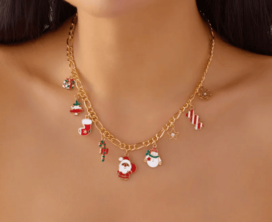 Candy Cane & Tree Christmas Necklace - Necklaces - 18k Gold Plated Waterproof Jewellery - Collection 9