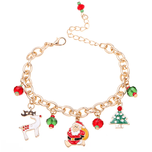 Christmas Charm Bracelet with Santa & Reindeer - Bracelets - 18k Gold Plated Waterproof Jewellery - Collection 9