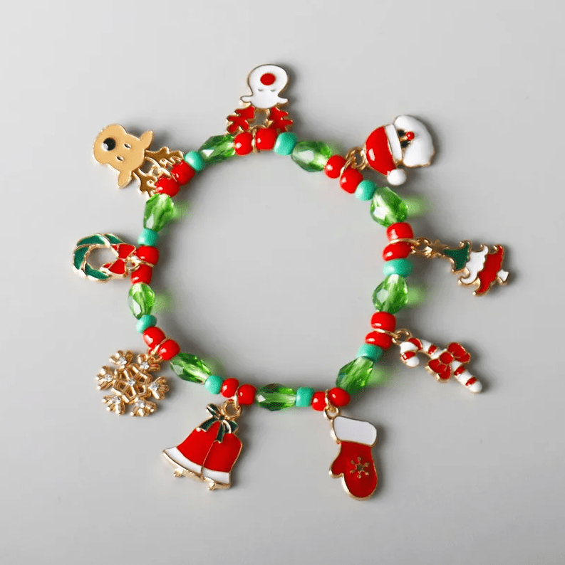 Christmas Charm & Crystal Bead Bracelet - Bracelets - 18k Gold Plated Waterproof Jewellery - Collection 9