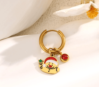 Christmas Charm Hoop Earrings Pair - Earrings - 18k Gold Plated Waterproof Jewellery - Collection 9