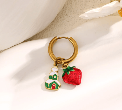 Christmas Charm Hoop Earrings Pair - Earrings - 18k Gold Plated Waterproof Jewellery - Collection 9