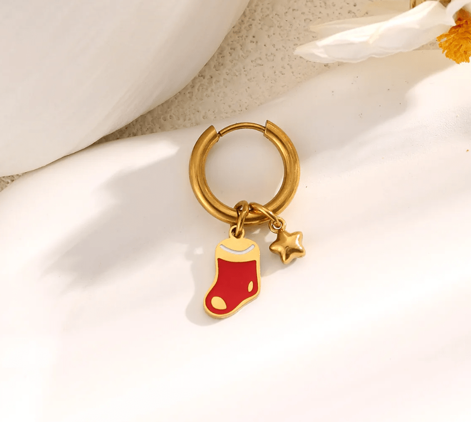 Christmas Charm Hoop Earrings Pair - Earrings - 18k Gold Plated Waterproof Jewellery - Collection 9