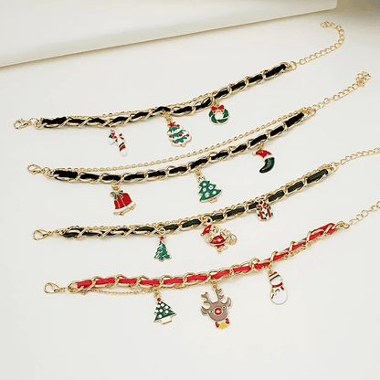 Christmas Charm Woven Chain Bracelet - Bracelets - 18k Gold Plated Waterproof Jewellery - Collection 9