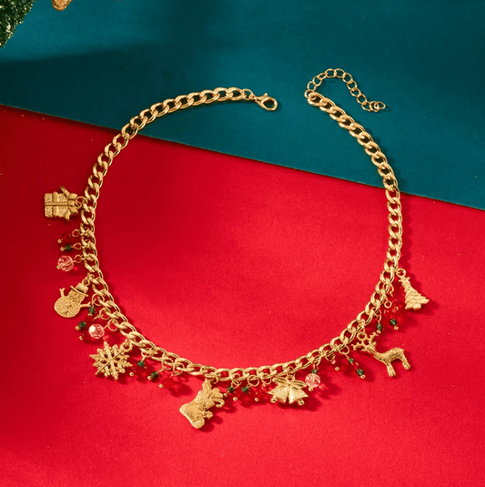 Christmas Gold Multi Charm Necklace - Necklaces - 18k Gold Plated Waterproof Jewellery - Collection 9