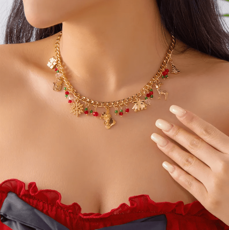 Christmas Gold Multi Charm Necklace - Necklaces - 18k Gold Plated Waterproof Jewellery - Collection 9