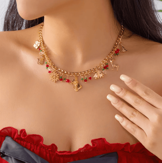 Christmas Gold Multi Charm Necklace - Necklaces - 18k Gold Plated Waterproof Jewellery - Collection 9