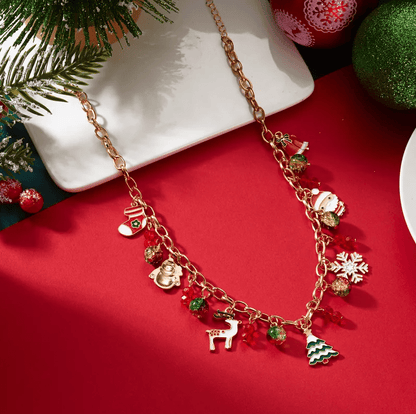 Christmas Multi Charm Statement Necklace - Necklaces - 18k Gold Plated Waterproof Jewellery - Collection 9