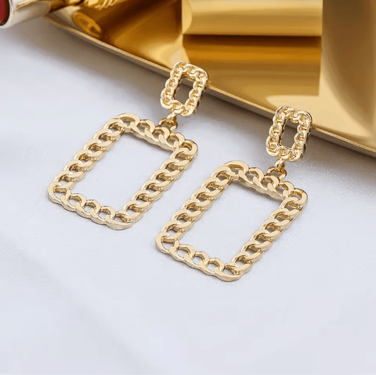 Chunky Chain Rectangle Earrings - Jewelry - 18k Gold Plated Waterproof Jewellery - Collection 9
