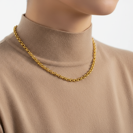 Gold Rolo Chain - Jewelry - 18k Gold Plated Waterproof Jewellery - Collection 9