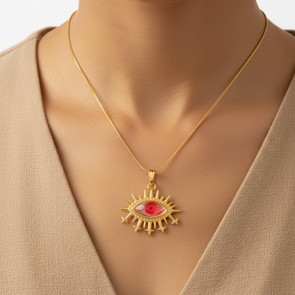 Pink Evil Eye Pendant Necklace - Jewelry - 18k Gold Plated Waterproof Jewellery - Collection 9