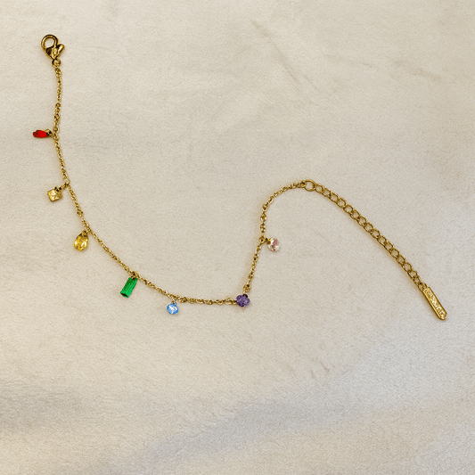 Colorful Stone Charm Bracelet - Jewelry - 18k Gold Plated Waterproof Jewellery - Collection 9