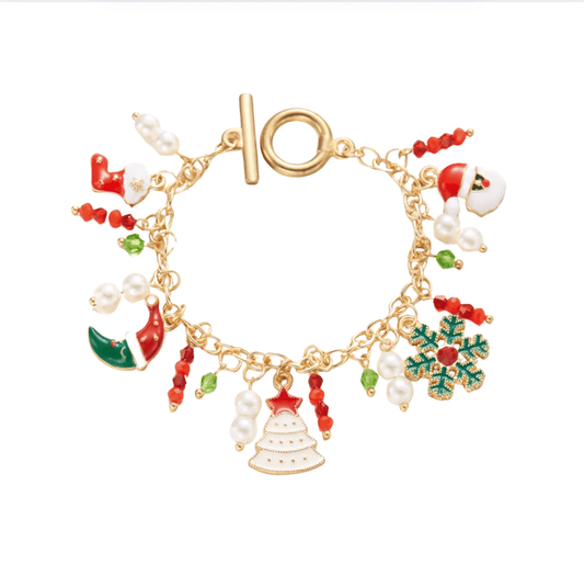Elegant Pearl Christmas Charm Bracelet - Bracelets - 18k Gold Plated Waterproof Jewellery - Collection 9