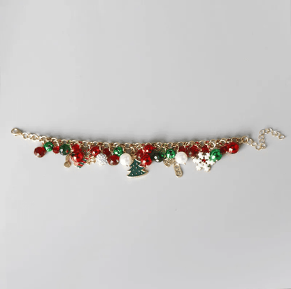 Festive Crystal & Pearl Charm Bracelet - Bracelets - 18k Gold Plated Waterproof Jewellery - Collection 9