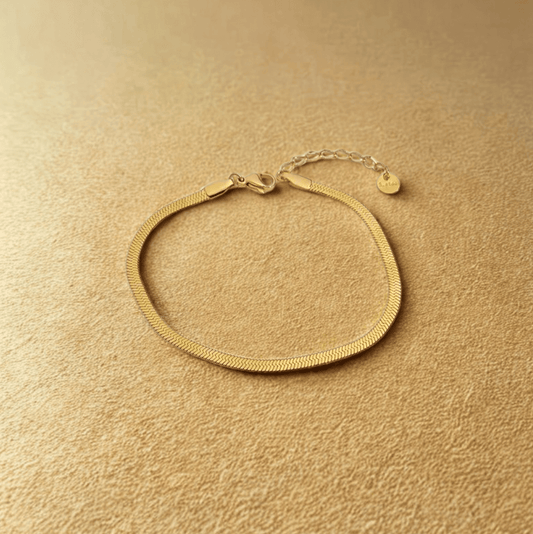 Flat Snake Chain Bracelet - Jewelry - 18k Gold Plated Waterproof Jewellery - Collection 9