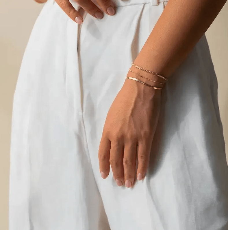 Flat Snake Chain Bracelet - Jewelry - 18k Gold Plated Waterproof Jewellery - Collection 9