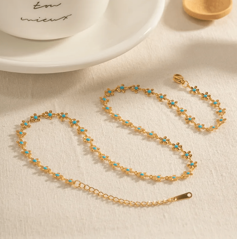 Flower Chain Necklace - Jewelry - 18k Gold Plated Waterproof Jewellery - Collection 9