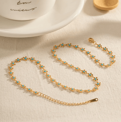 Flower Chain Necklace - Jewelry - 18k Gold Plated Waterproof Jewellery - Collection 9