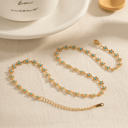 Flower Chain Necklace - Jewelry - 18k Gold Plated Waterproof Jewellery - Collection 9