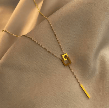 Geometric Square Drop Necklace - Jewelry - 18k Gold Plated Waterproof Jewellery - Collection 9