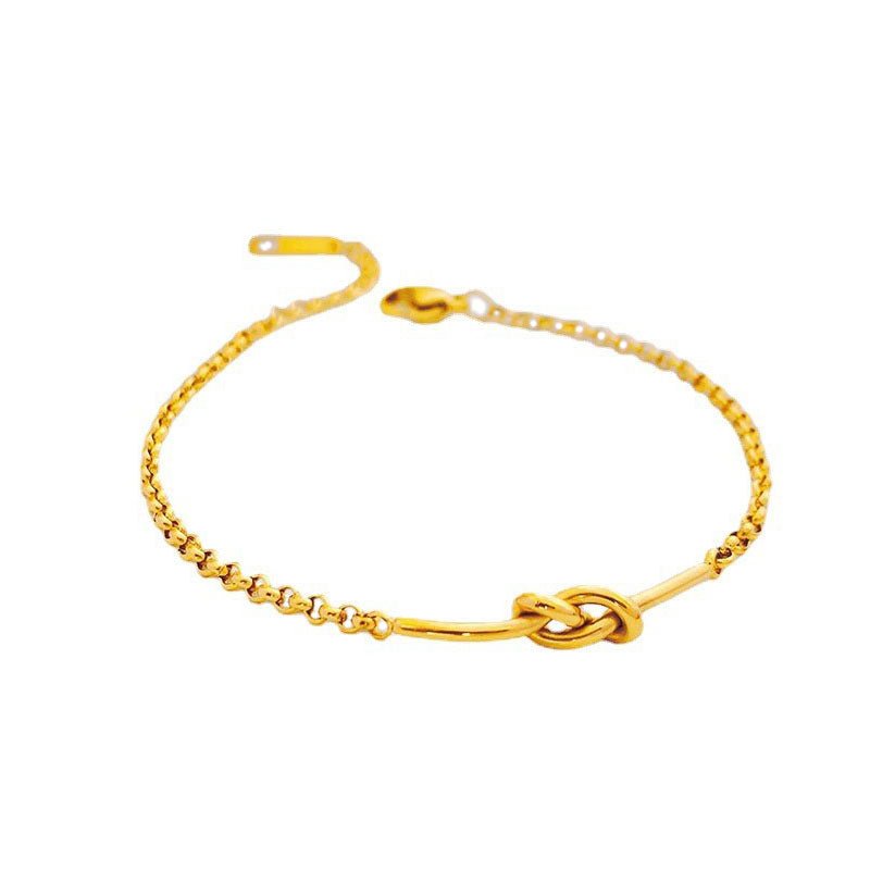 Gold 3D Love Knot Bar Box Chain Bracelet - Bracelets - 18k Gold Plated Waterproof Jewellery - Collection 9