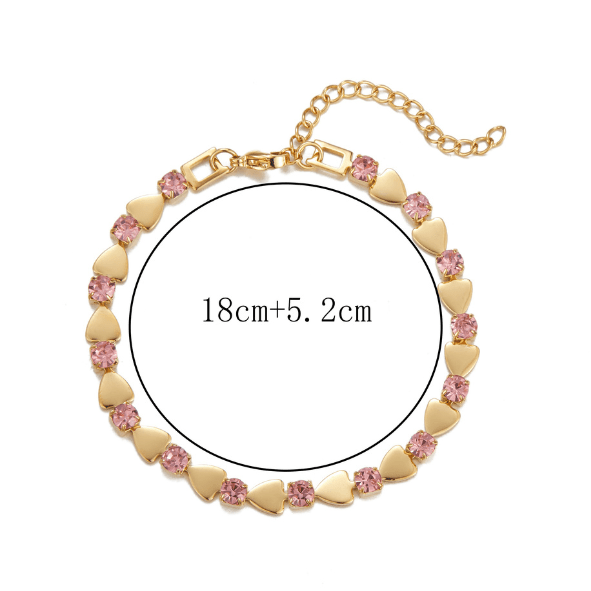 Gold Alternating Square Tile & Crystal Zircon Tennis Bracelet - Bracelets - 18k Gold Plated Waterproof Jewellery - Collection 9